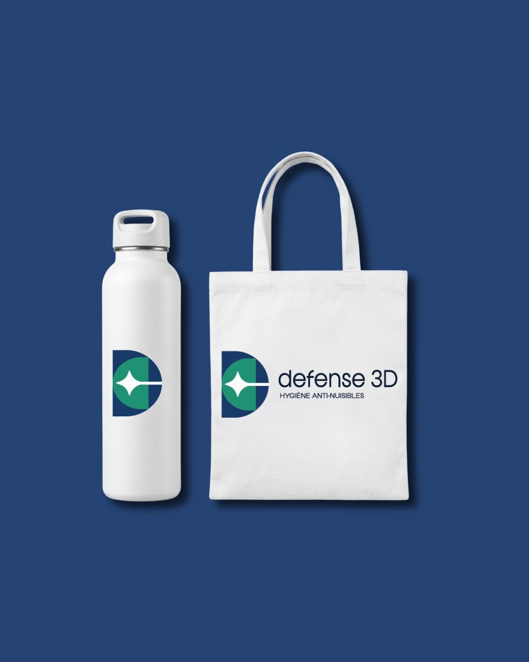 Gourde et tote bag frappés du logo Defense 3D