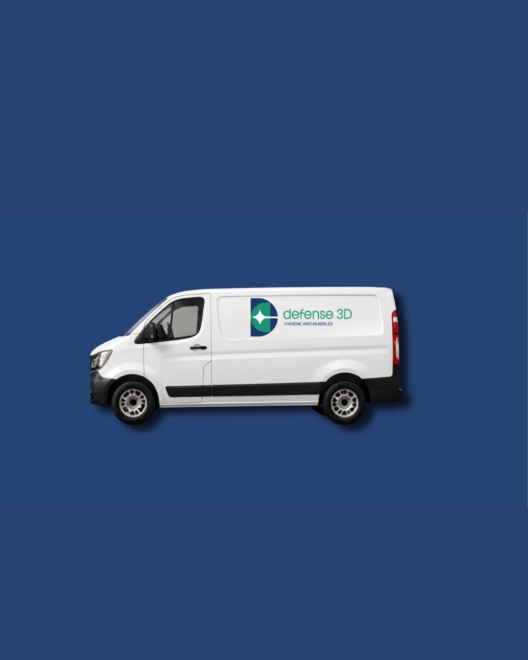 Camionnette utilitaire floquée du logo Defense 3D
