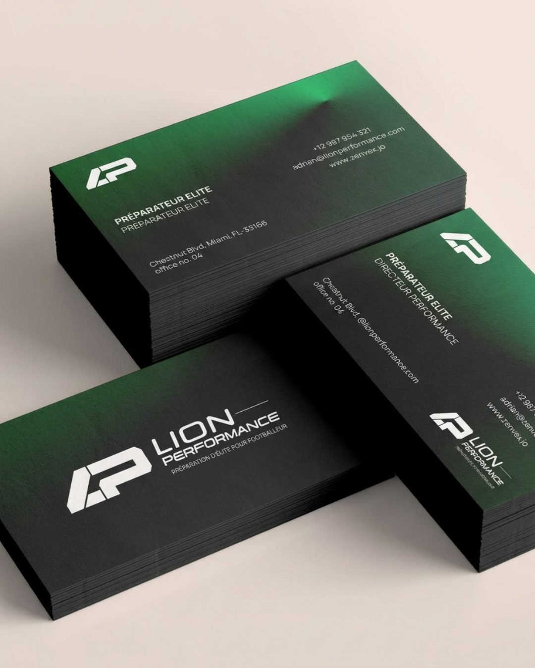 Cartes de visite LP Performance vert foncé